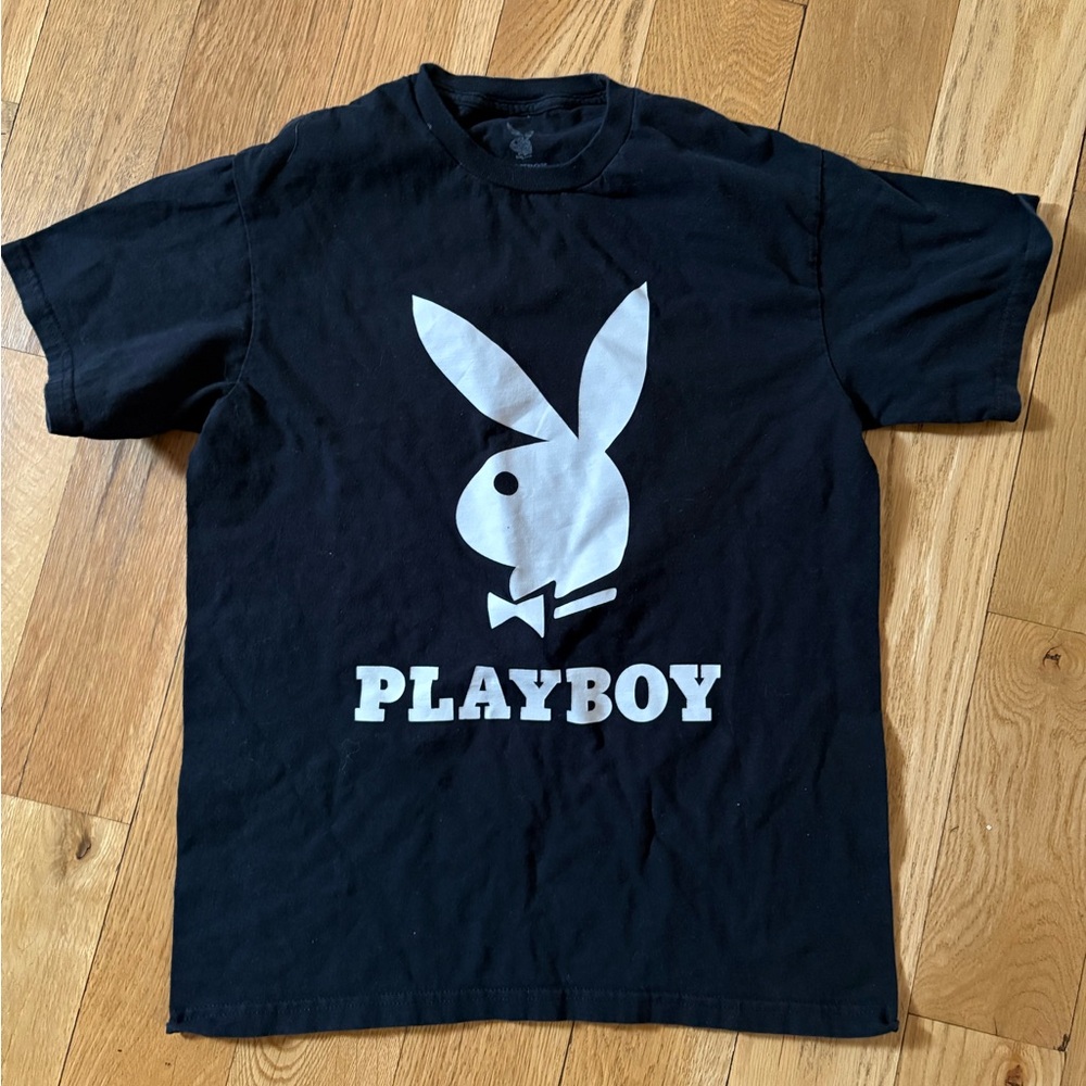 PLAYBOY Black Tee with White Bunny Logo